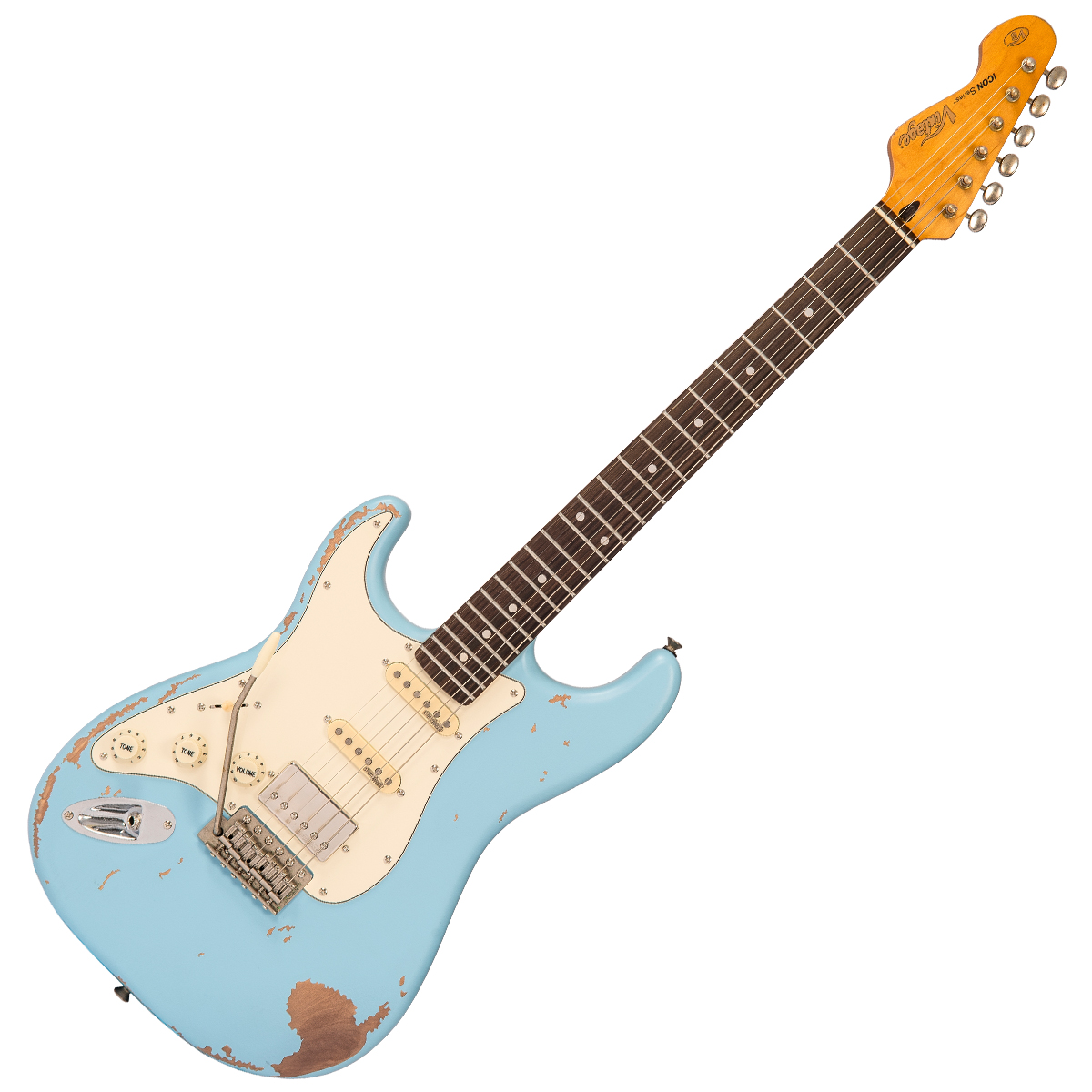 Vintage V6 Proshop USA Guitarra Electrica – Laguna Blue - Imagen 4